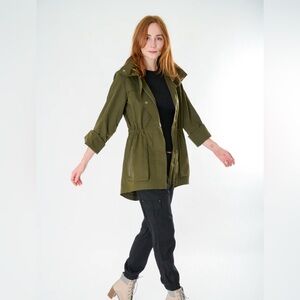 ANORAK Jacket With‎ Hidden Hood In Moss Green Women’s Size XS